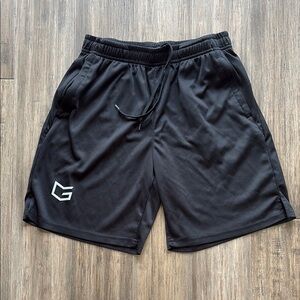 Black Athletic Shorts with Elastic Waistband and zip  pockets Medium